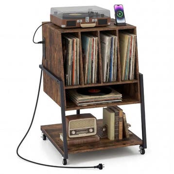 Vinyl Platenkast met Stopcontacten – Platenspeler Meubel met, Huis en Inrichting, Kasten | Boekenkasten, Ophalen of Verzenden