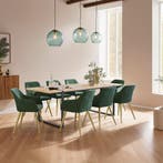 Eetkamerstoel Marilyn fluweellook, gouden poten - donkergroe, Verzenden, Nieuw