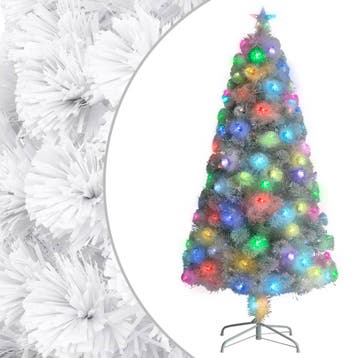 vidaXL Kunstkerstboom met verlichting 120 cm glasvezel wit, Diversen, Kerst, Verzenden, Nieuw