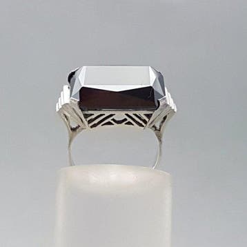 Zilver, Art Deco, Hematiet - Ring - Zeldzaam!