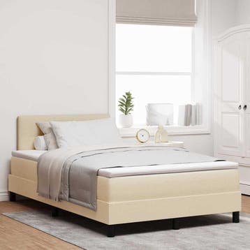 vidaXL Boxspring bed met LED-stripverlichting Crème 120 x, Verzenden, Nieuw, Twijfelaar, Crème