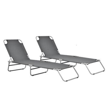 Ligbed set van 2 Carcao 186x55x24 cm donkergrijs zilverkleur, Tuin en Terras, Verzenden, Nieuw