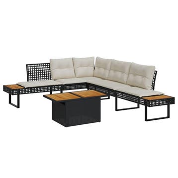 vidaXL 2-delige Loungeset met kussens poly rattan en, Verzenden, Nieuw, 2 zitplaatsen, Loungeset