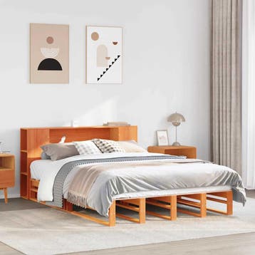 vidaXL Bed met boekenkast zonder matras hout wasbruin, Bruin, Verzenden, Overige maten, 200 cm