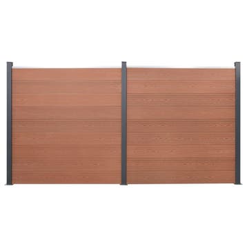 vidaXL Schuttingpaneelset 353x186 cm HKC bruin, Verzenden, Nieuw, Kunststof, 1 tot 2 meter
