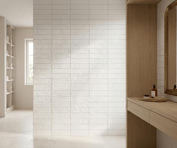 Wandtegel Florim Ella Handvorm Creme Wit Mat 5x25, Nieuw, 20 tot 40 cm, 10 m² of meer, Wandtegels