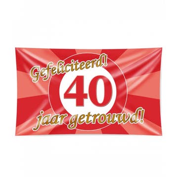 Gevelvlag 40 Jaar Getrouwd Rood (150x90cm), Hobby en Vrije tijd, Ophalen of Verzenden, Nieuw