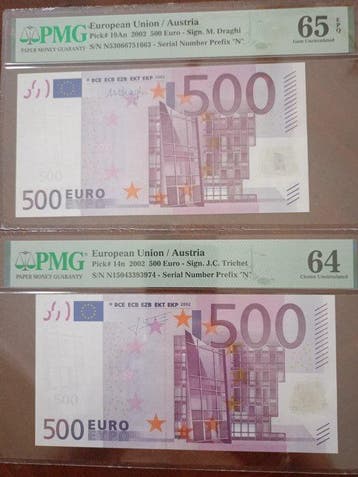 Europese Unie - Oostenrijk. - 2 x 500 Euro 2002 - Trichet
