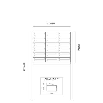 Brievenbusunit Hive set vrijstaand 3-breed, 6-hoog - zwart, Verzenden, Nieuw