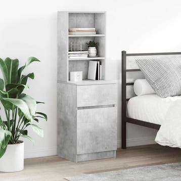 vidaXL Nachtkastje 39x35x125 cm bewerkt hout betongrijs, Huis en Inrichting, Slaapkamer | Nachtkastjes, Verzenden, Nieuw, Hout