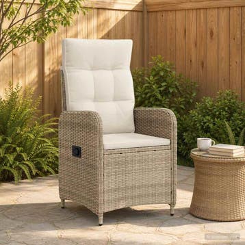 vidaXL Verstelbare tuinstoel Beige en Crème Wit, Verzenden, Nieuw, Rotan