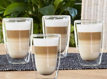 4 Hi Latte Macchiato glazen - dubbelwandige glazen - 400ml, Verzenden, Nieuw