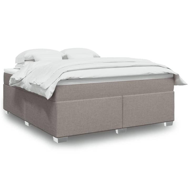 vidaXL Boxspring met matras stof taupe 180x200 cm, Huis en Inrichting, Slaapkamer | Bedden, 80 cm, 200 cm, Eenpersoons, Nieuw