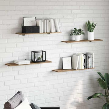 vidaXL Boekenplank Bord 3-laags 4 st 80 x 20 x 1,5 cm, Verzenden, Nieuw, Overige houtsoorten, Minder dan 50 cm