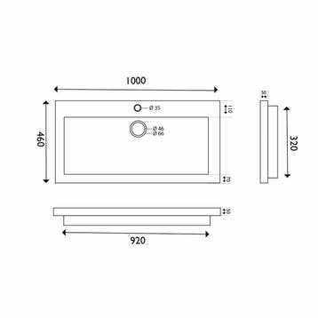 AQS Wastafel Hardsteen 100x46x5 cm 1 Kraangat Mat Zwart, Ophalen of Verzenden, Nieuw