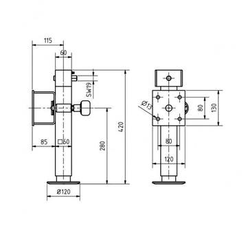 Steunpoot kantelbaar flens 85mm 1300 kg SW 19 zeskant, Ophalen of Verzenden, Nieuw