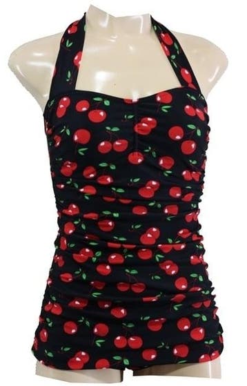 Aloha Beachwear, Vintage Pinup Badpak Black Cherry, Verzenden, Nieuw