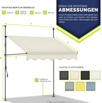 Klemluifel - Balkon luifel - Verticale luifel - 400 cm - Bei, Verzenden, Zo goed als nieuw