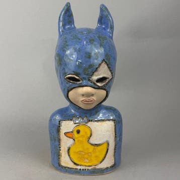 Iwo Rynkiewicz (1970) - Kid with duck- Hand made Ceramic