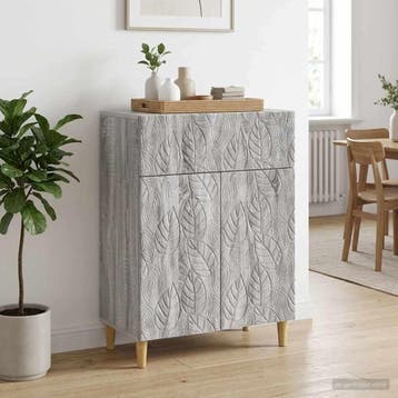 vidaXL Dressoir Grijs Sonoma 66 x 34,5 x 90 cm Bewerkt hout, Verzenden, Nieuw, Overige houtsoorten, Minder dan 50 cm