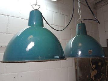 KWE - Plafondlamp (2) - Vintage industriële emaille-fabriek
