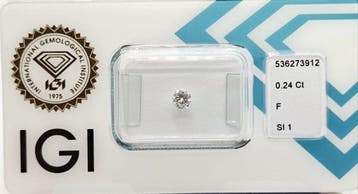 1 pcs Diamant (Natuurlijk) - 0.24 ct - Rond - F - SI1 -, Nieuw