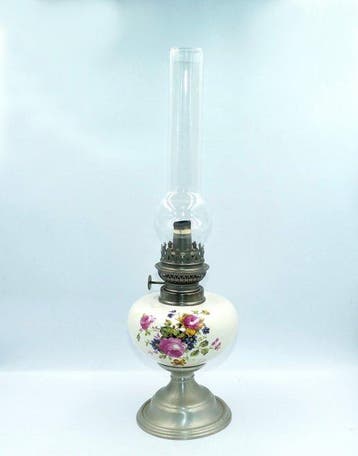 Petroleumlamp - Tin, Keramiek