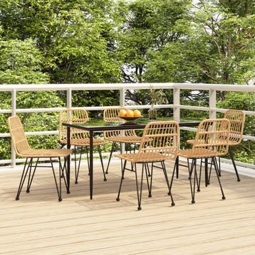 vidaXL 7-delige Tuinset poly rattan, Tuin en Terras, Verzenden, Nieuw, 6 zitplaatsen, Tuinset