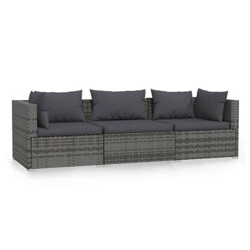 Driezitsbank PE-rattan grijs | Retourdeal 35% Korting, Tuin en Terras, Ophalen of Verzenden, Zo goed als nieuw, Rotan