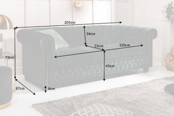 Chesterfield 3-zitsbank 205cm flesgroen fluweel met, Ophalen of Verzenden, Nieuw
