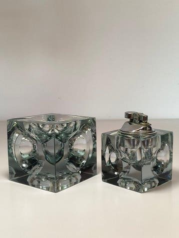 Set da Fumo Vintage - Tafelaansteker - Glas, metaal - (2)