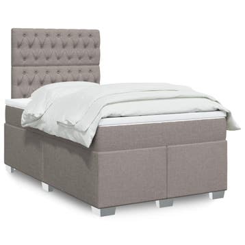 vidaXL Boxspring met matras stof taupe 120x190 cm, Huis en Inrichting, Slaapkamer | Bedden, Verzenden, Nieuw, 190 cm of minder