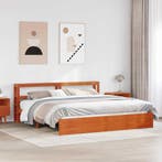 vidaXL Bedframe met hoofdeinde Wasbruin 180 x 200 cm Massief, Verzenden, Nieuw, Bruin, Hout