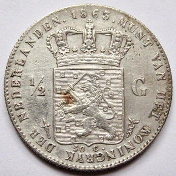 Nederland. Willem III. 1/2 Gulden 1863 (Zonder minimumprijs)