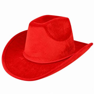 Cowboyhoed - Western Hoed - Velvet - Rood, Nieuw