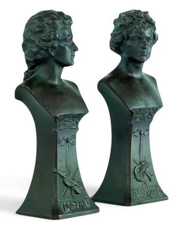 sculptuur, Mozart & Beethoven - Antique Busts - 18 cm -