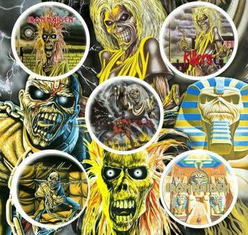 Iron Maiden button Early Albums 5-pack officiële merchandise, Ophalen of Verzenden, Nieuw, Gebruiksvoorwerp