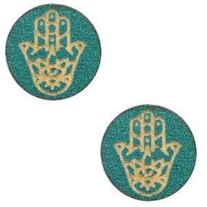 2 x Houten cabochon Hamsa hand van Fatima 12mm Petrol blue, Ophalen of Verzenden, Nieuw, Kraal