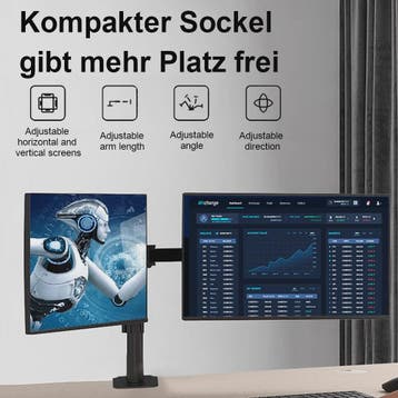 Dubbele Monitor Arm Stand met Gasveer - Verstelbaar voor 15-, Computers en Software, Verzenden, Nieuw