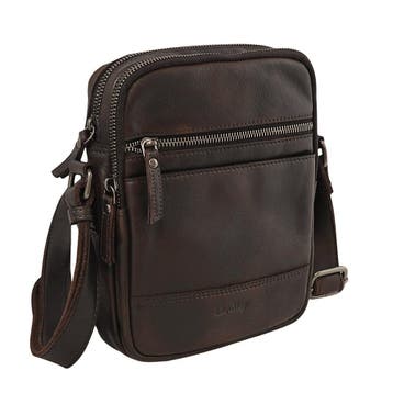 Landley Leren Schoudertas Heren & Dames – Donkerbruin, Overige merken, Bruin, Verzenden, Nieuw