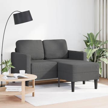 vidaXL Tweezitsbank met chaise longue L-vormig donkergrijs, Huis en Inrichting, Verzenden, Minder dan 150 cm, Stof, Nieuw
