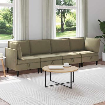 vidaXL Woonkamer Meubelset 4 st Kaki Stof, Verzenden, Nieuw, Stof, Minder dan 150 cm