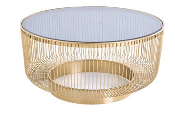 Salontafel VARIATION 80cm goud met zwart glas - 43233, Huis en Inrichting, Ophalen of Verzenden, Nieuw