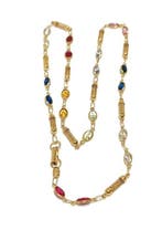 Halsketting - 18 karaat Geel goud - Kleurrijke edelstenen, Nieuw