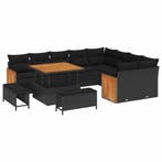vidaXL Tuinbankenset 12 pcs Zwart Poly Riet en Poedercoated, Verzenden, Nieuw, Rotan, 2 zitplaatsen
