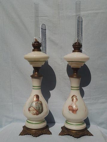Napoleon Bonaparte en Joséphine - Olielamp (2) - Glas,