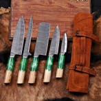 Keukenmes - Chefs knife - rozenhout, staal, leer - Spanje -