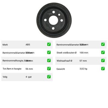 Remtrommel Achteras Opel Kadett – AutopartsOnline.nl, Auto-onderdelen, Verzenden, Nieuw, Opel