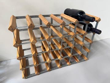 Wijnrek - Hout, Staal - Prachtig klassiek