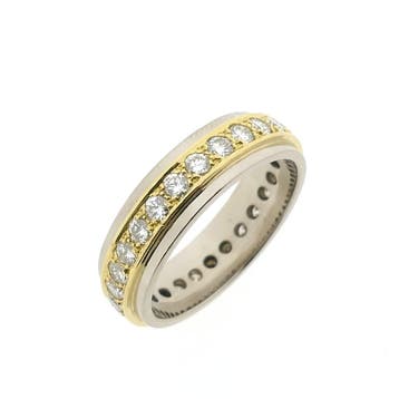 Bicolor alliance ring met diamanten, 18 tot 19, Gebruikt, Overige kleuren, Ophalen of Verzenden